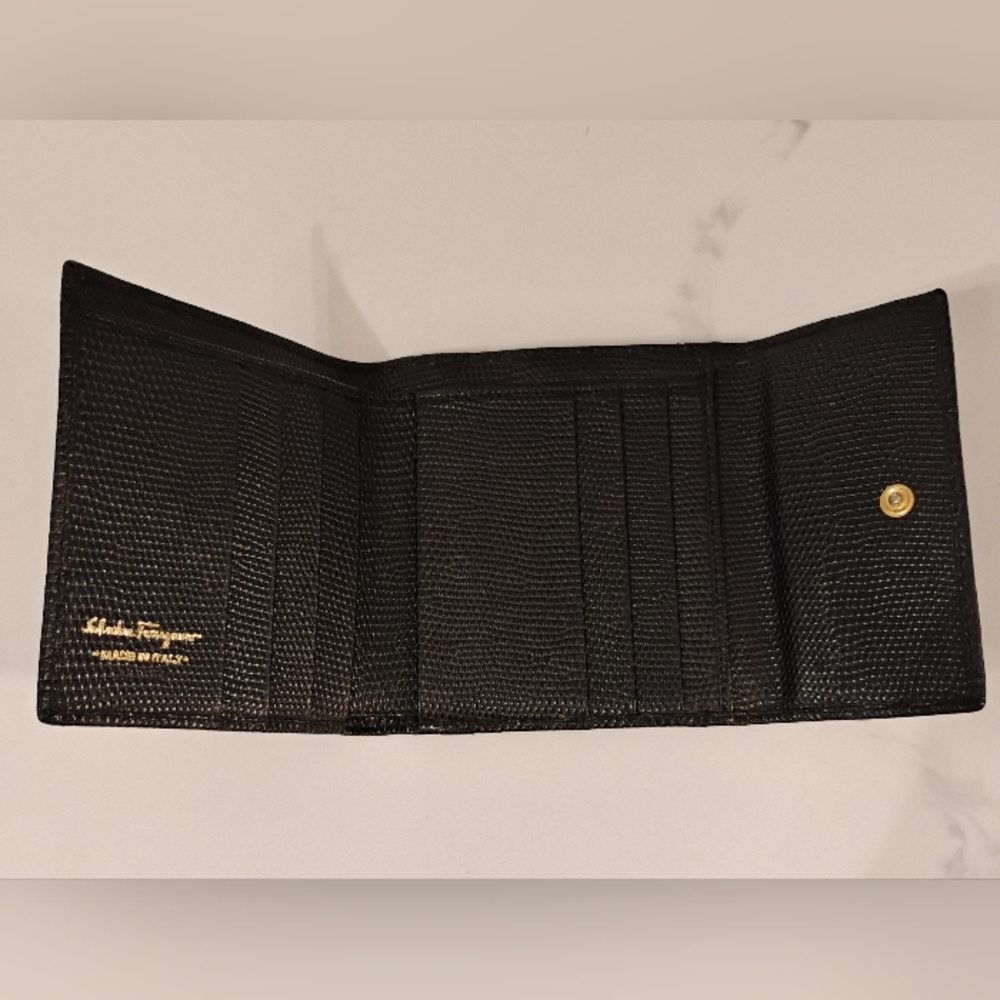 EUC Salvatore Ferragamo Wallet - Black Compact Textured Leather - Picture 6 of 16